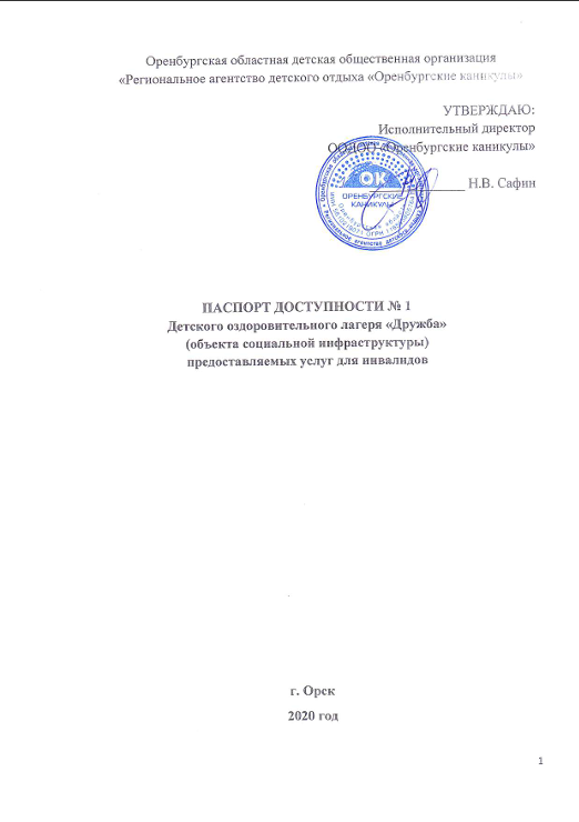 Паспорт доступности ДОЛ Дружба 2020